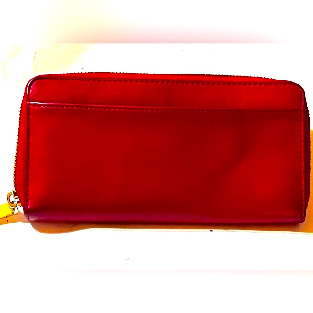 Coach Red Leather Zip Around Wallet - AS IS